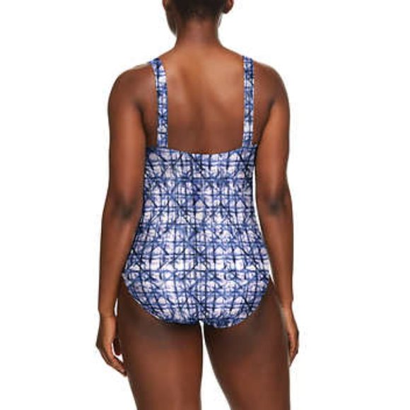 Size 8 NEW Speedo Women's 1 Piece Swimsuit Square Top | Blue Bathing Suit - Picture 3 of 7